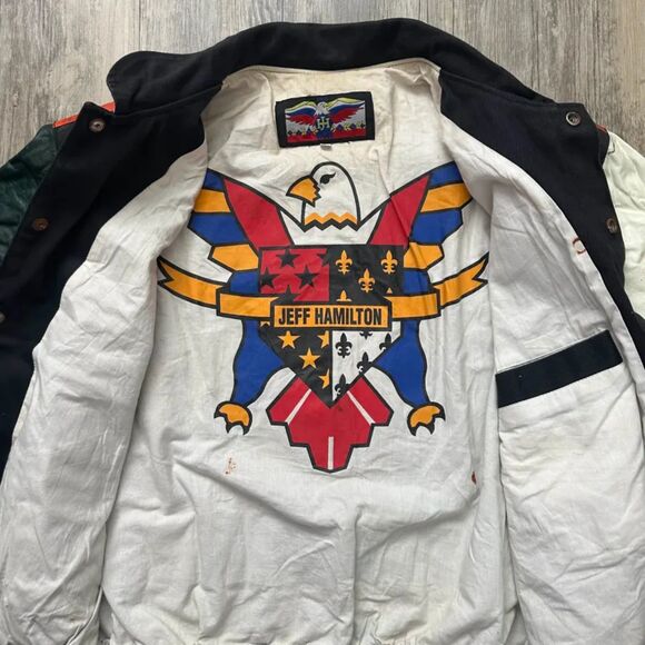 Vintage Jeff Hamilton NCAA Miami Hurricanes Orange Bowl Leather Jacket Size M - Picture 12 of 16